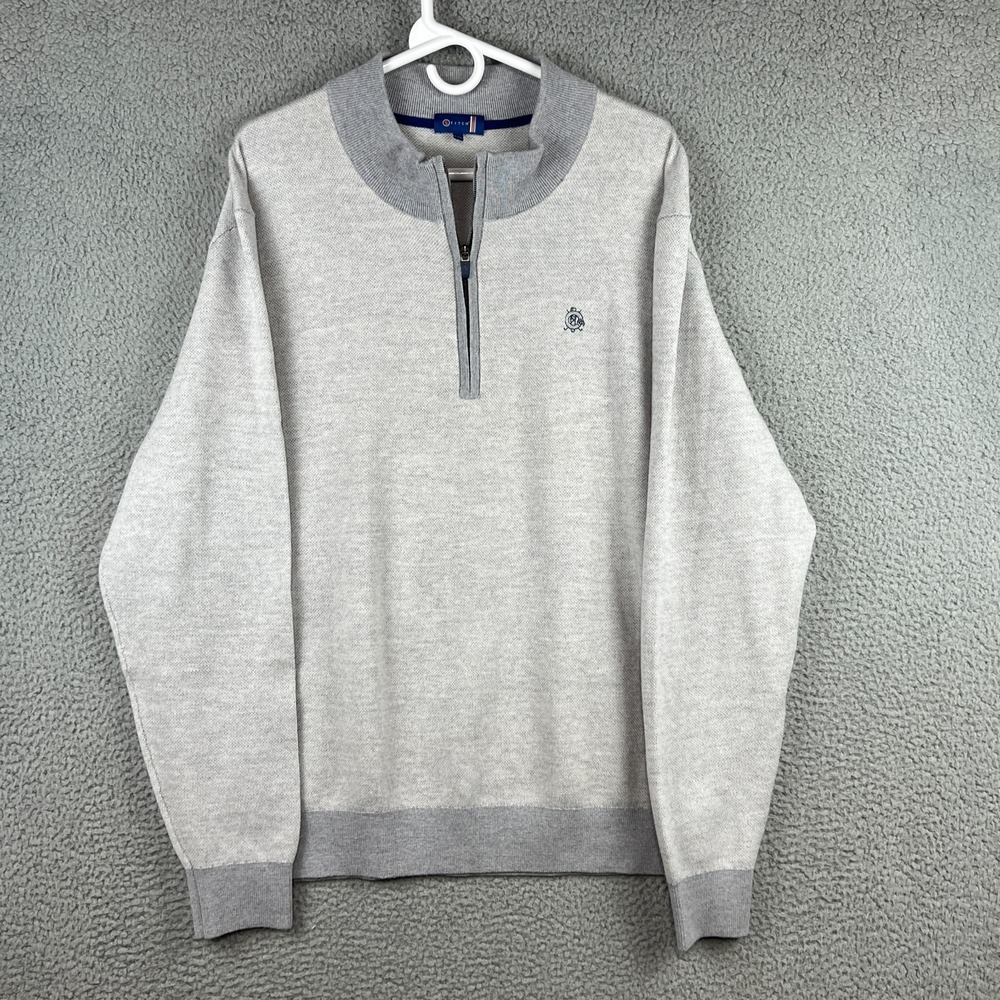 Stitch Golf Mens XL Light Grey 100% Italian Merino Wool 1/4 Zip Pullover Sweater